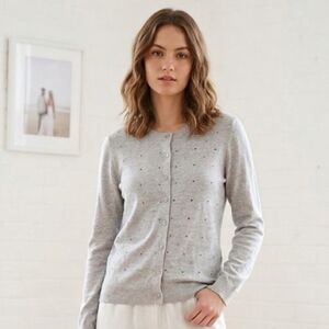 Tommy Hilfigure  Women's Gray Polka Dot  Button-Up Cardigan, Sz M